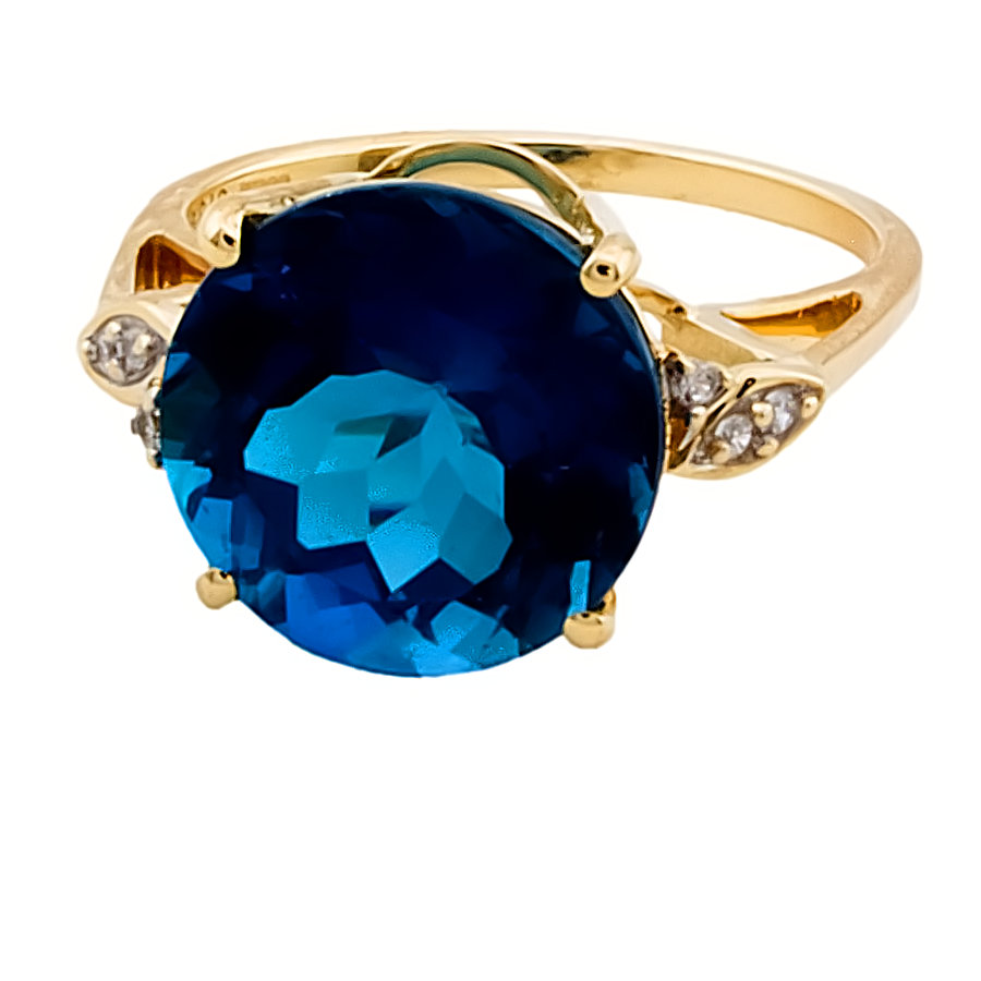 9ct Gold London Blue Topaz Ring size J